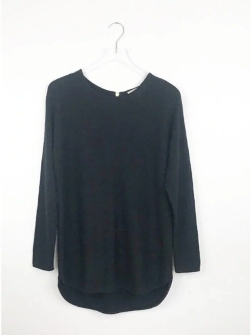 Michael Kors Black M Crew Neck Long Sleeve Knit Pullover Sweater Zipper Back